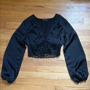 Elegant Black Lace Trim Top